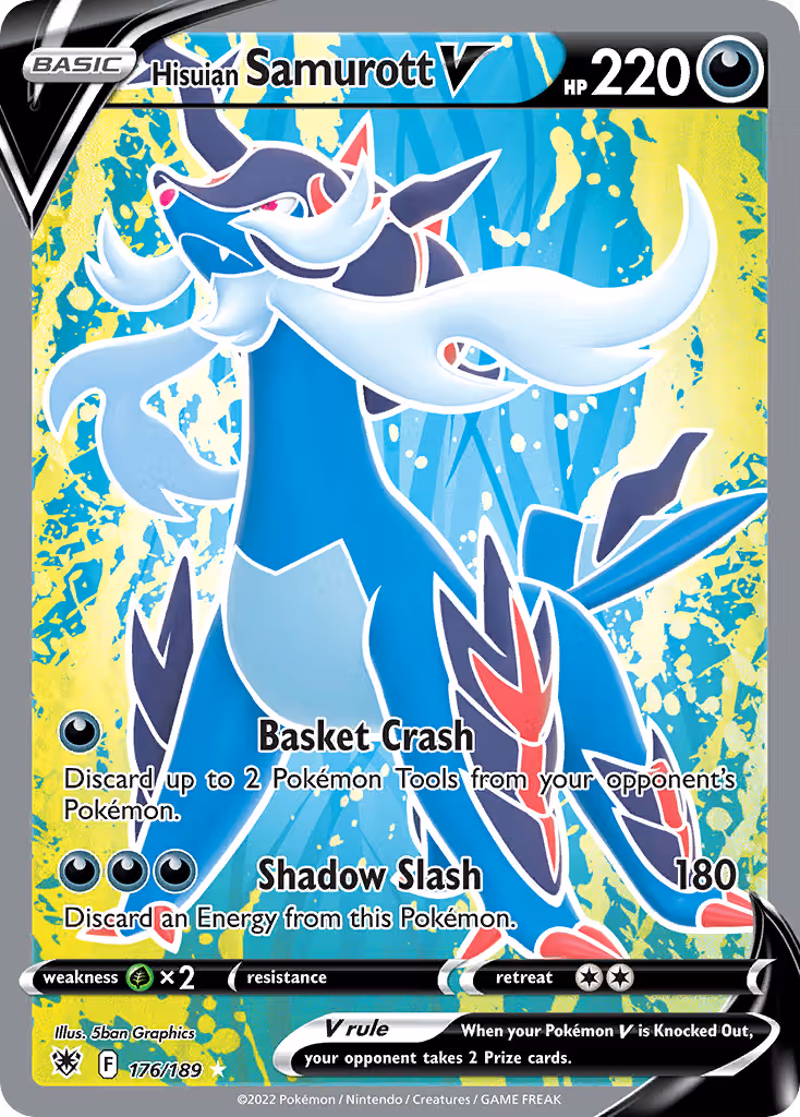Hisuian Samurott V 176/189 Pokemon card