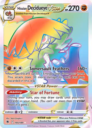 Hisuian Decidueye VSTAR 195/189 Pokemon card