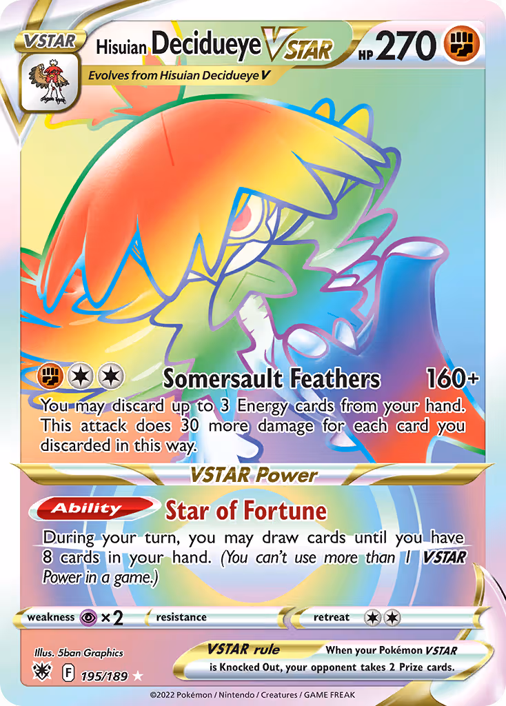 Hisuian Decidueye VSTAR 195/189 Pokemon card