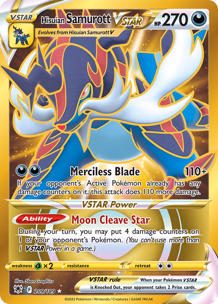 Hisuian Samurott VSTAR 209/189 Pokemon card