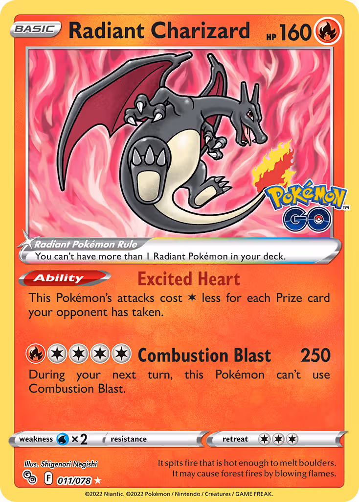 Radiant Charizard 11/78 Pokemon card