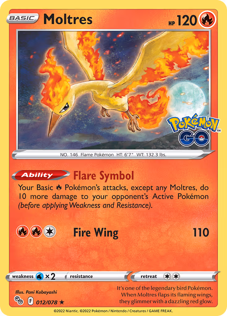 Moltres 12/78 Pokemon card