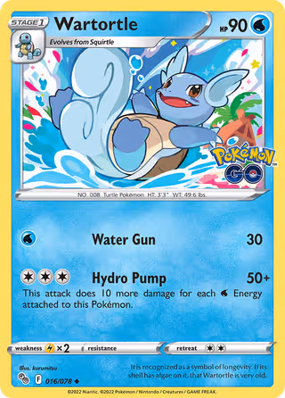 Wartortle 16/78 Pokemon card