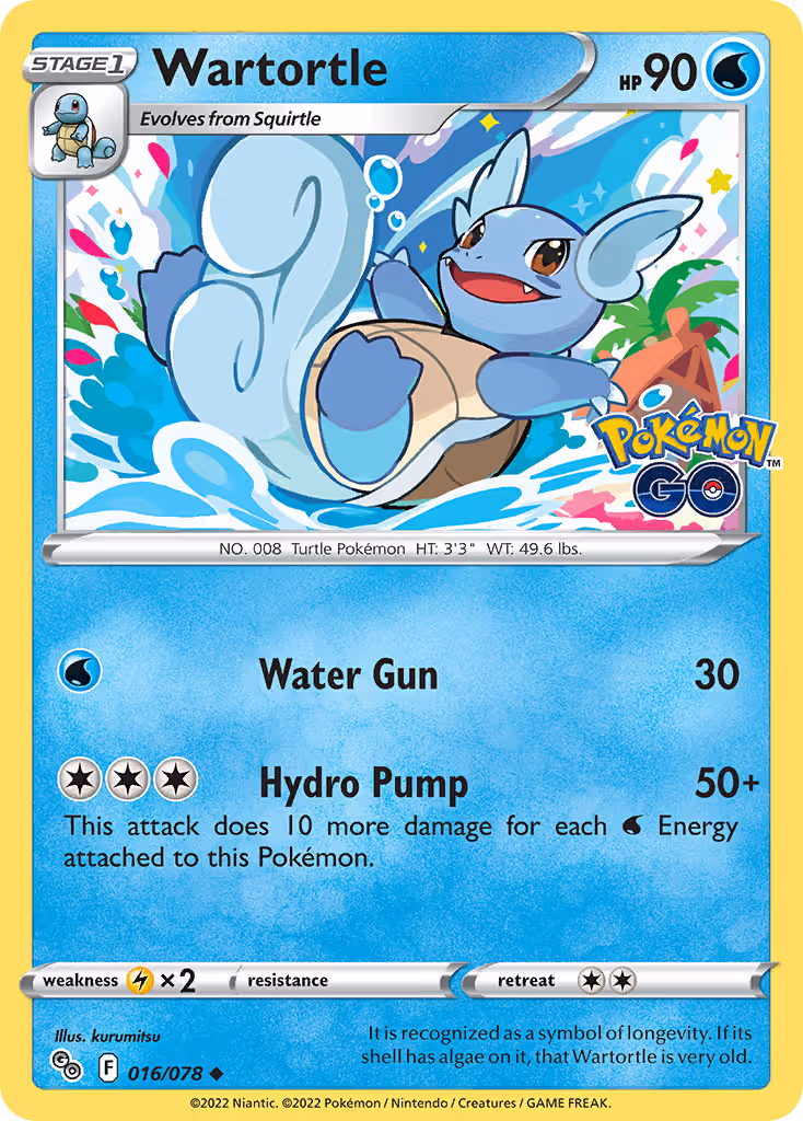 Wartortle 16/78 Pokemon card