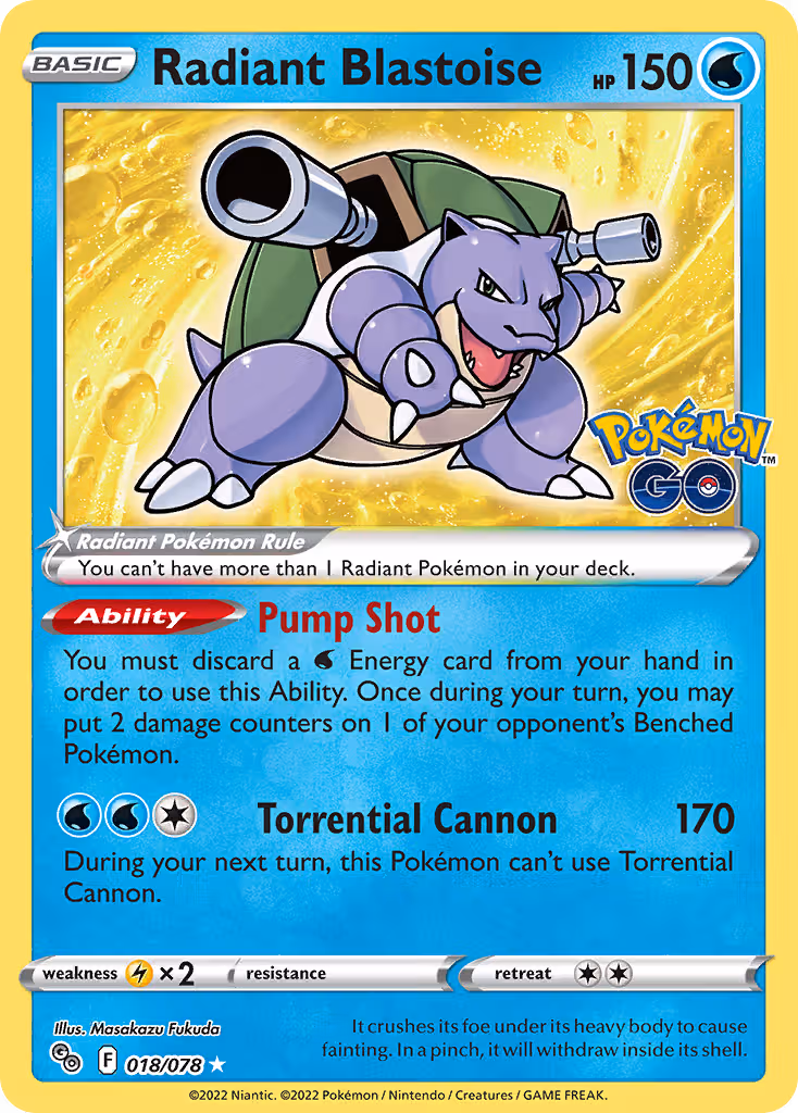 Radiant Blastoise 18/78 Pokemon card
