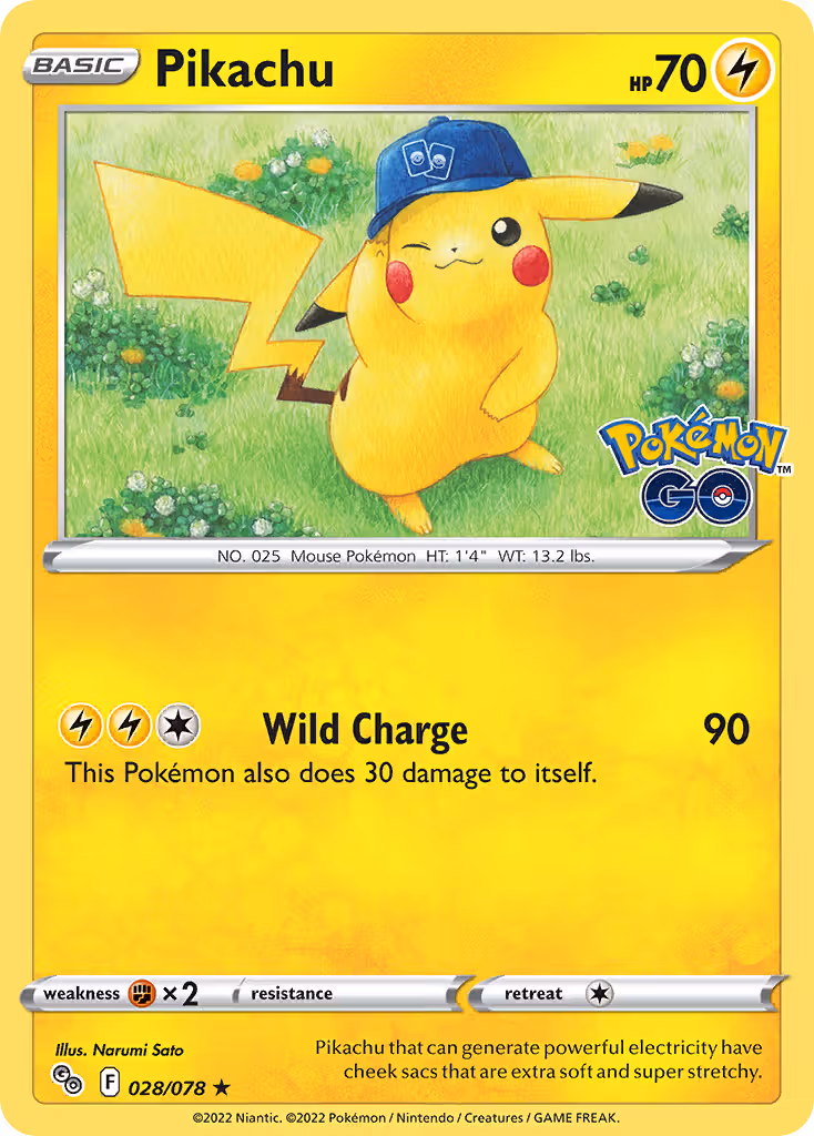 Pikachu 28/78 Pokemon card