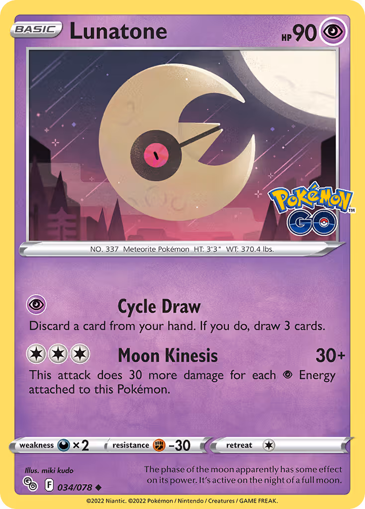 Lunatone 34/78 Pokemon card