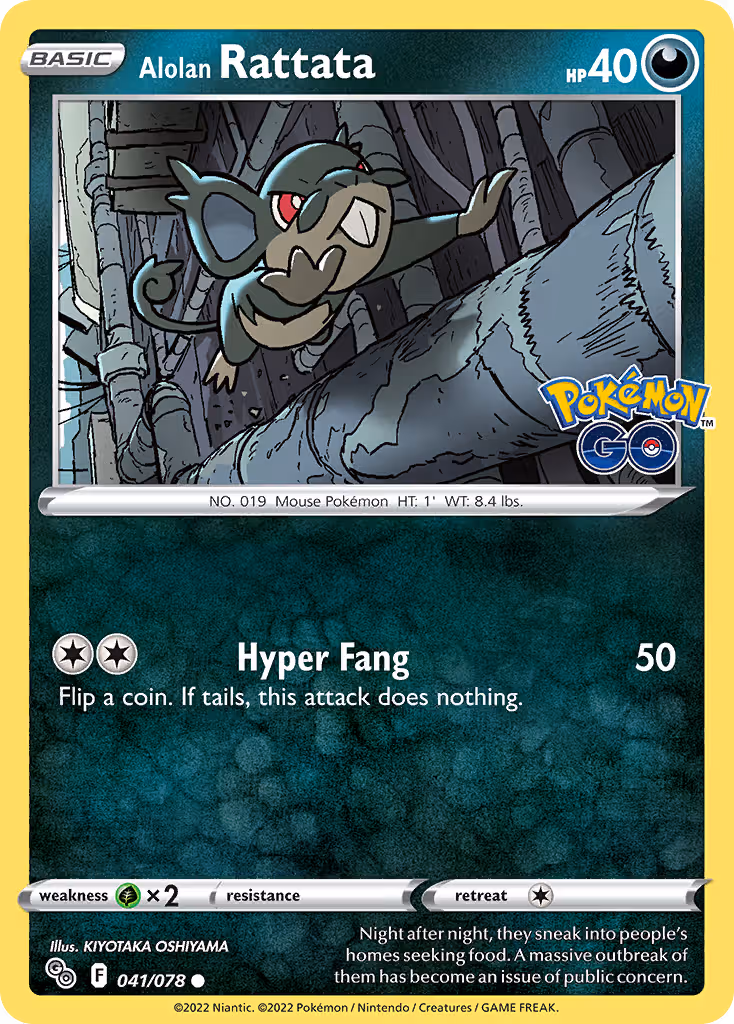 Alolan Rattata 41/78 Pokemon card