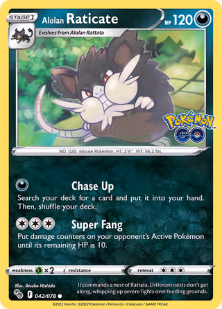 Alolan Raticate 42/78 Pokemon card