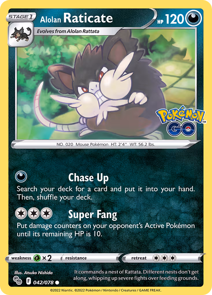 Alolan Raticate 42/78 Pokemon card