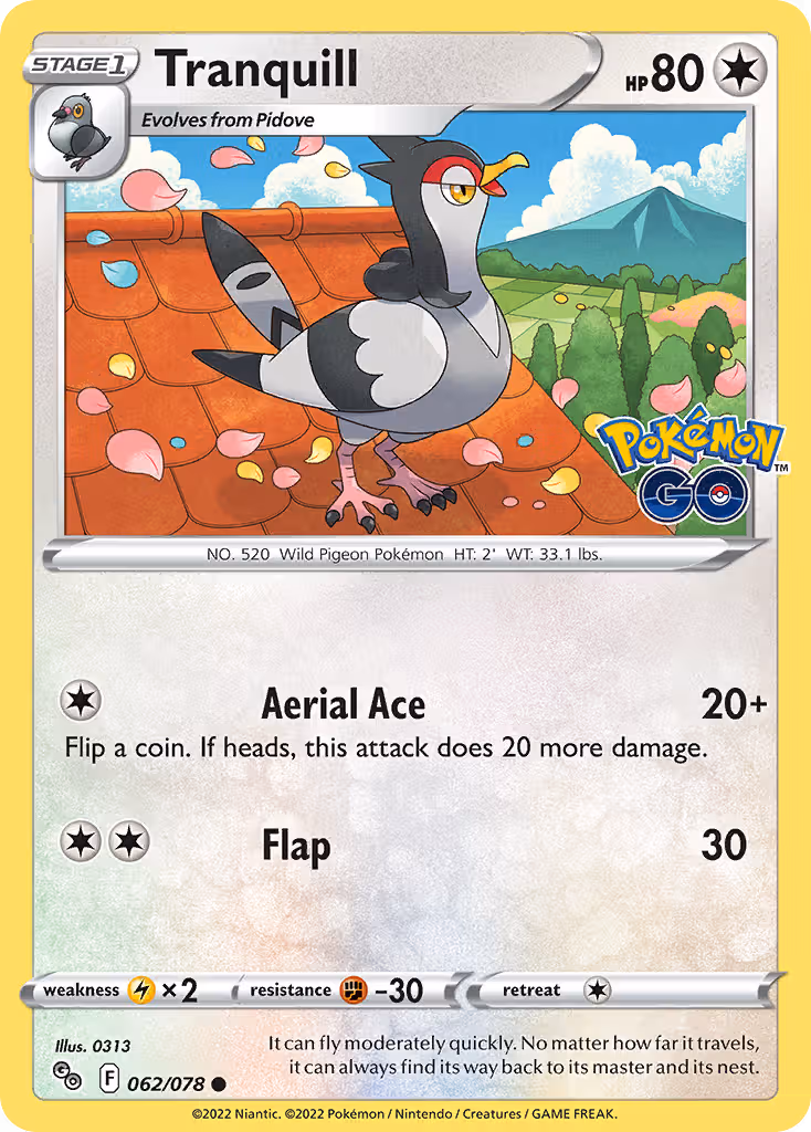 Tranquill 62/78 Pokemon card