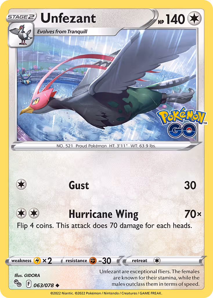 Unfezant 63/78 Pokemon card