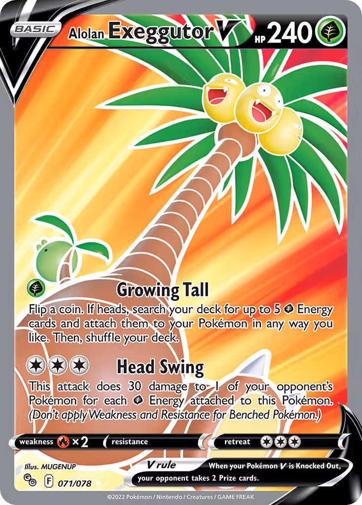 Alolan Exeggutor V 71/78 Pokemon card