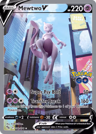 Mewtwo V 72/78 Pokemon card