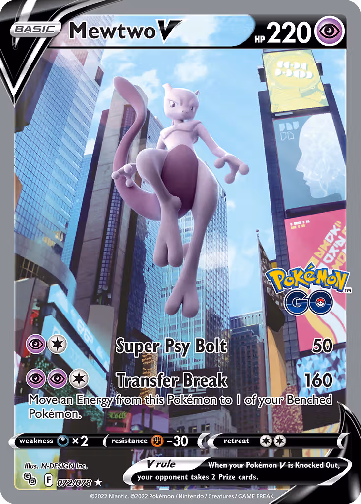 Mewtwo V 72/78 Pokemon card