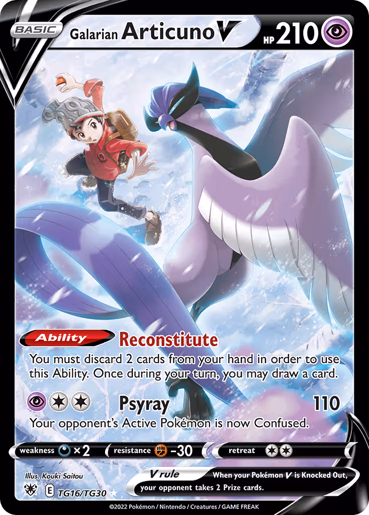 Galarian Articuno V TG16 Pokemon card