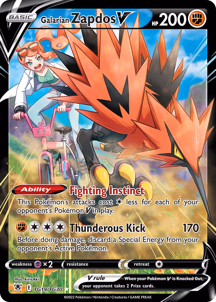 Galarian Zapdos V TG19 Pokemon card