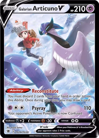 Galarian Articuno V TG16 Pokemon card