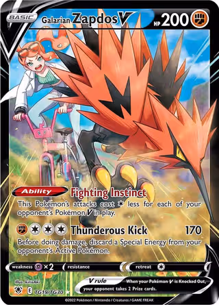 Galarian Zapdos V TG19 Pokemon card