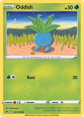 Oddish 1/196 Pokemon card