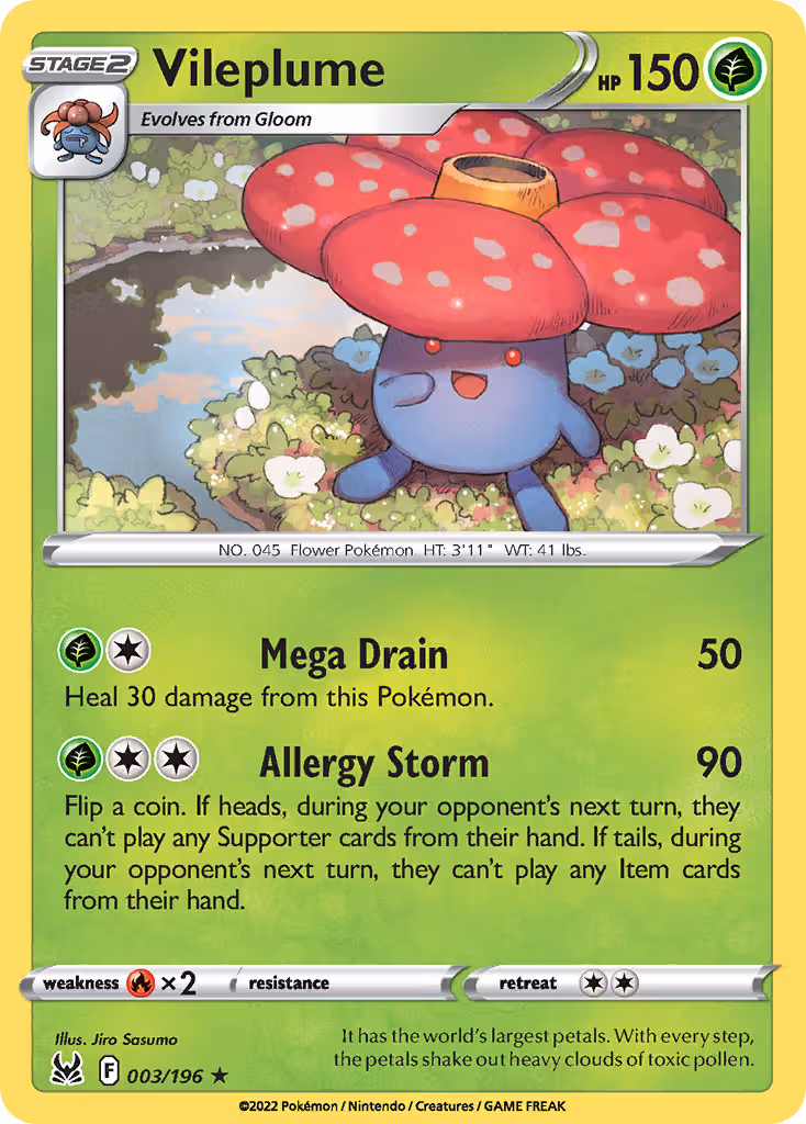 Vileplume 3/196 Pokemon card