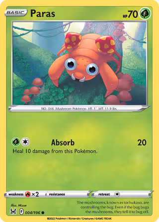 Paras 4/196 Pokemon card