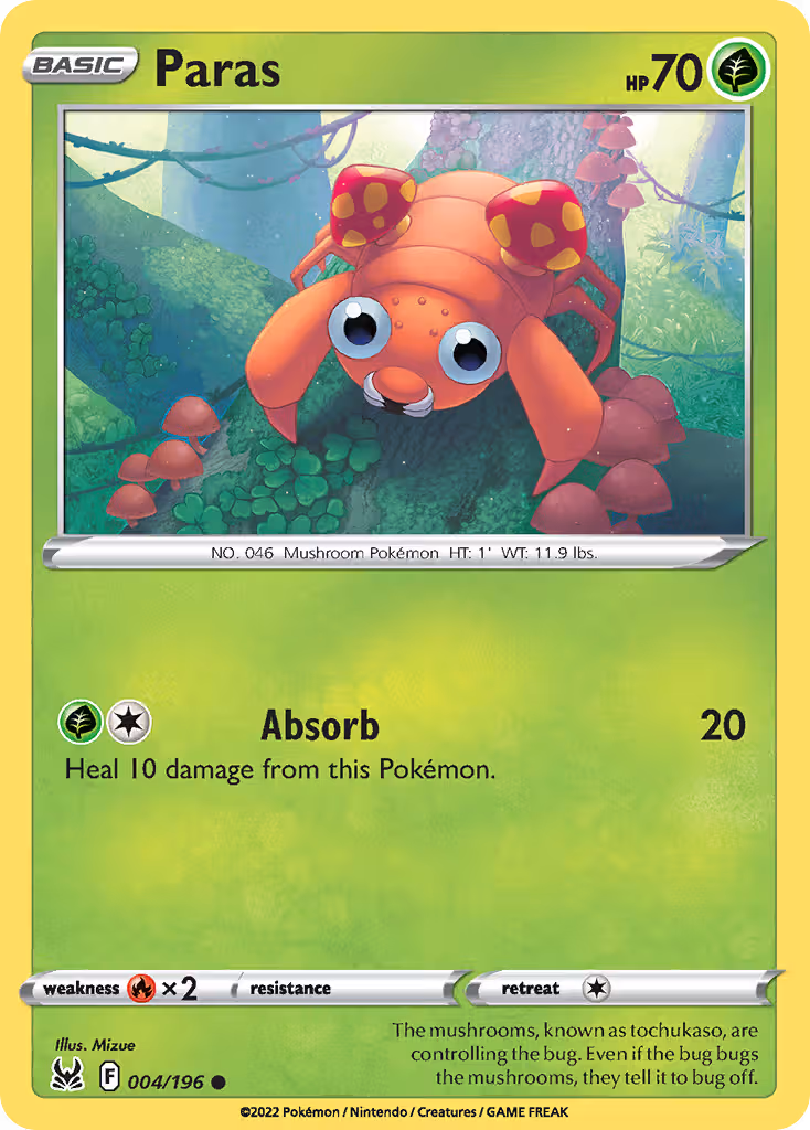 Paras 4/196 Pokemon card