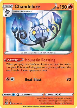 Chandelure 26/196 Pokemon card