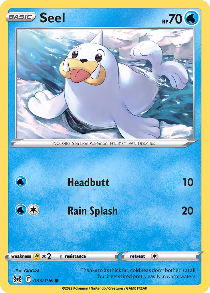 Seel 33/196 Pokemon card