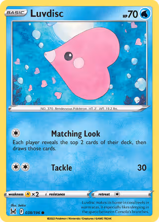 Luvdisc 38/196 Pokemon card