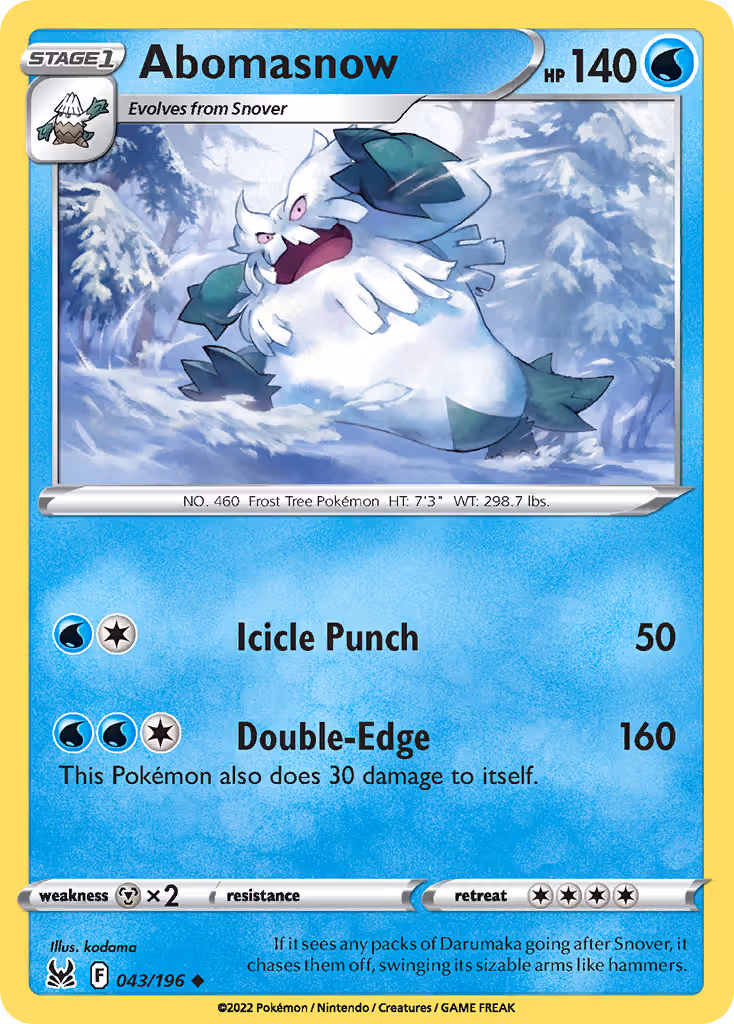 Abomasnow 43/196 Pokemon card