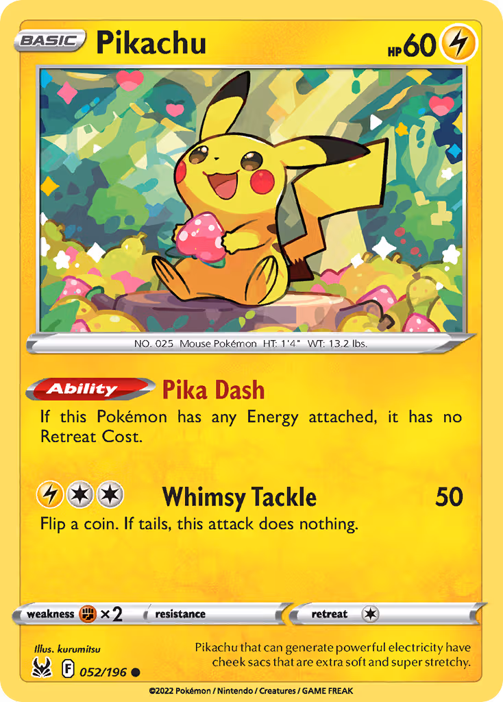 Pikachu 52/196 Pokemon card