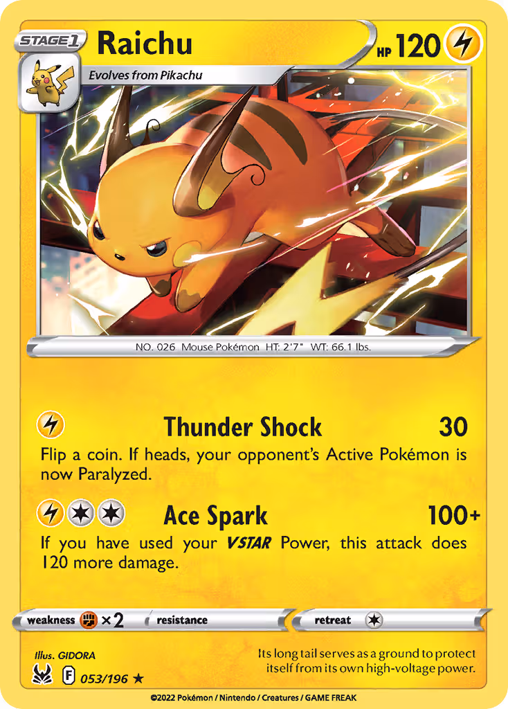 Raichu 53/196 Pokemon card