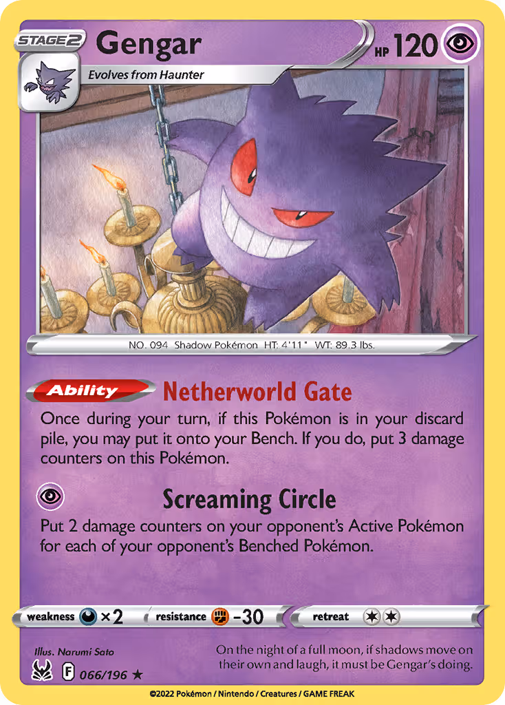 Gengar 66/196 Pokemon card