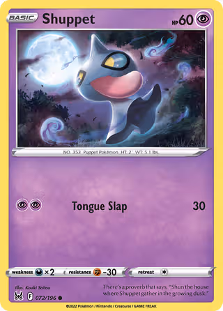 Shuppet 72/196 Pokemon card