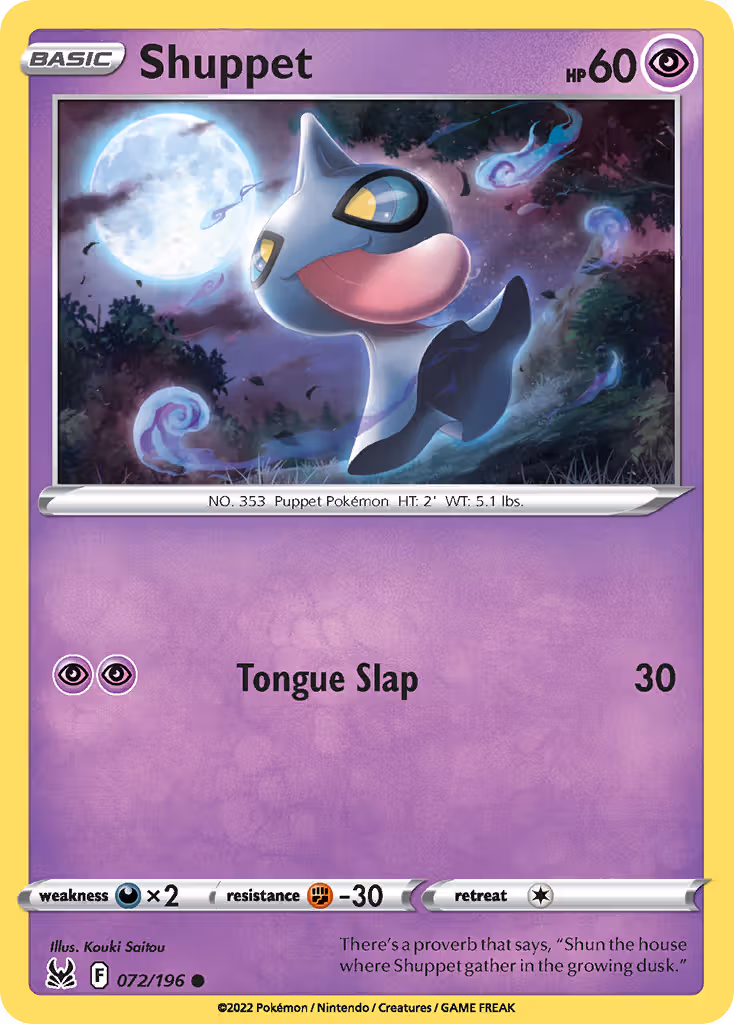 Shuppet 72/196 Pokemon card