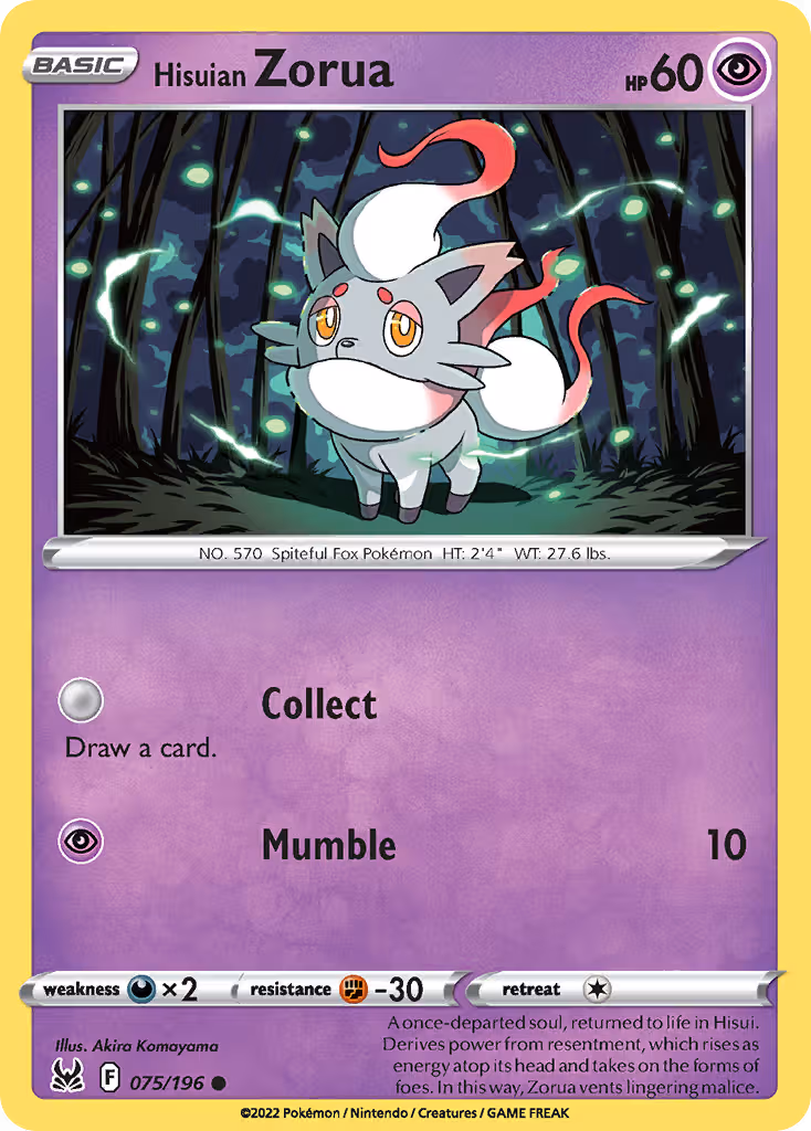 Hisuian Zorua 75/196 Pokemon card