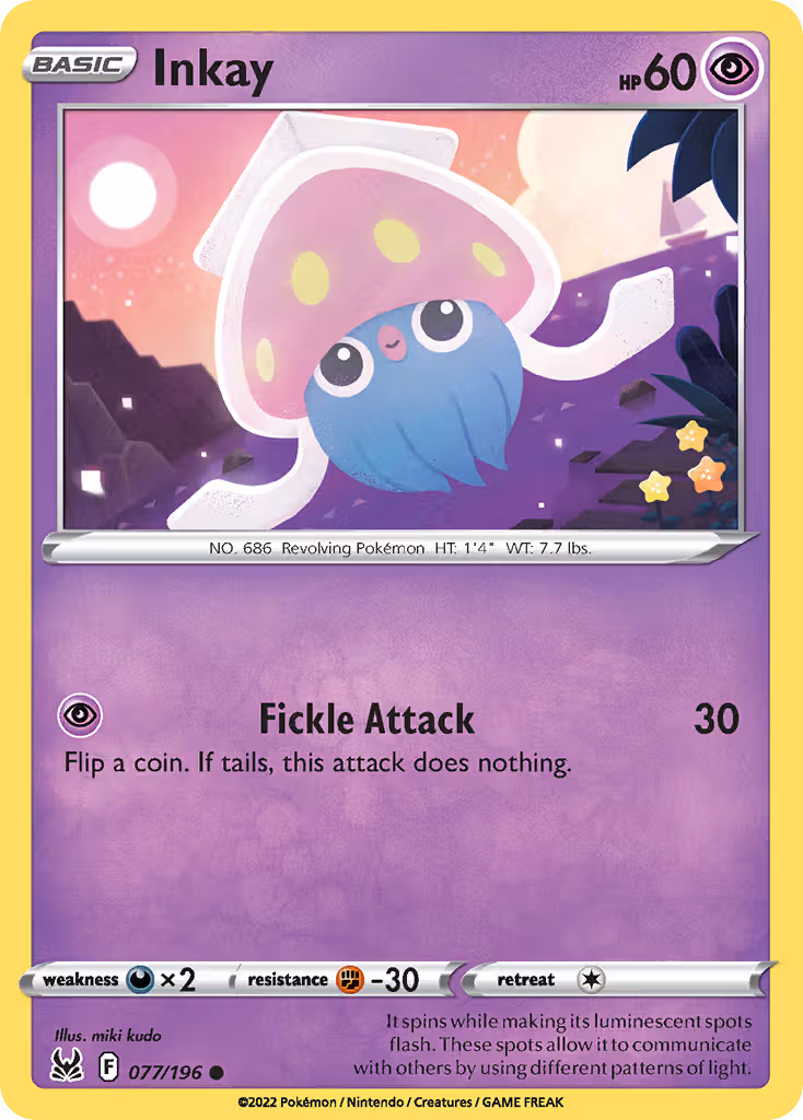 Inkay 77/196 Pokemon card