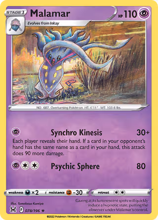 Malamar 78/196 Pokemon card
