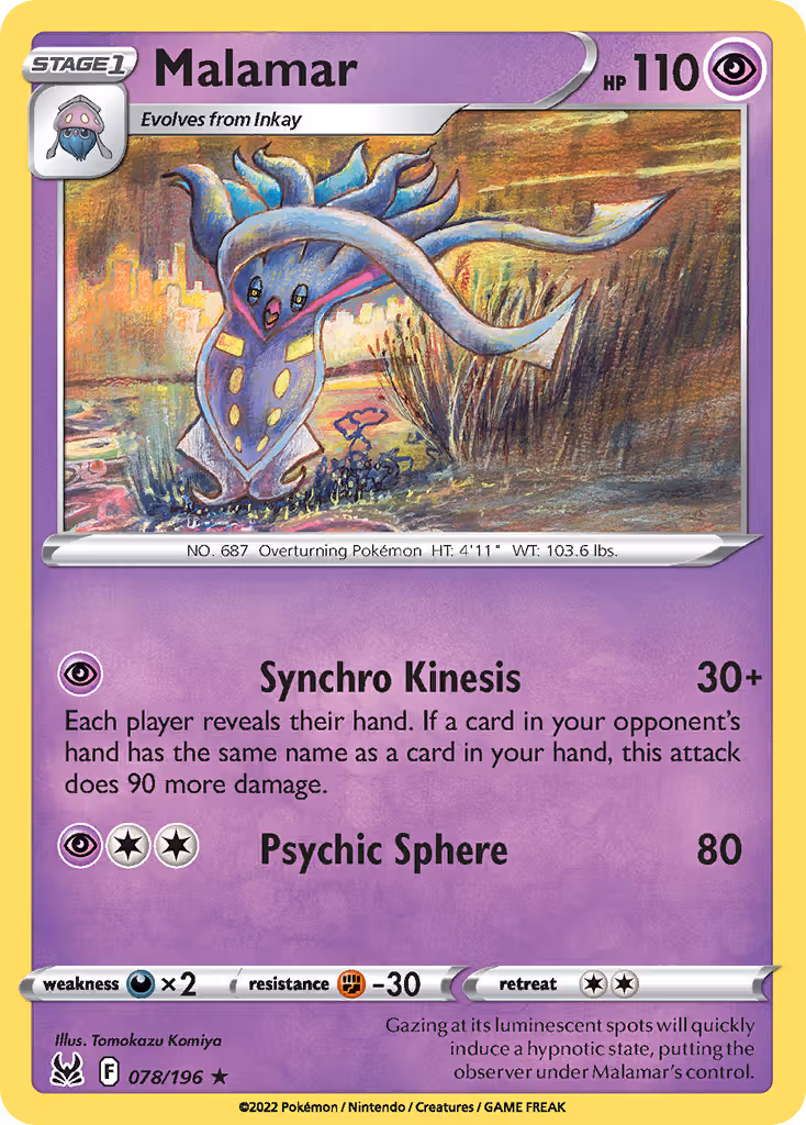 Malamar 78/196 Pokemon card