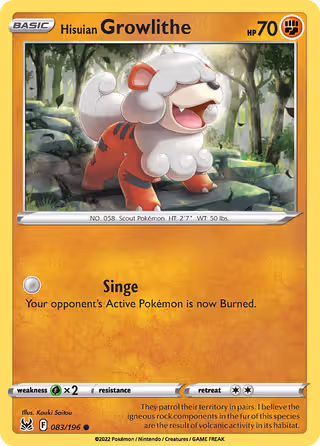 Hisuian Growlithe 83/196 Pokemon card
