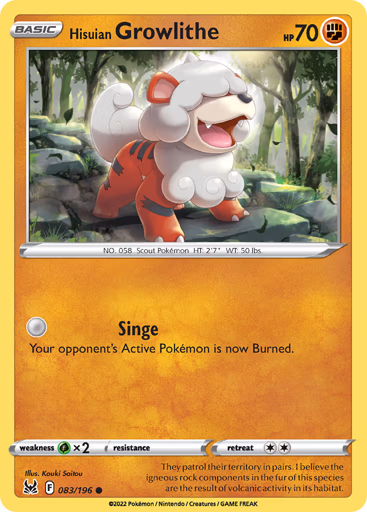 Hisuian Growlithe 83/196 Pokemon card