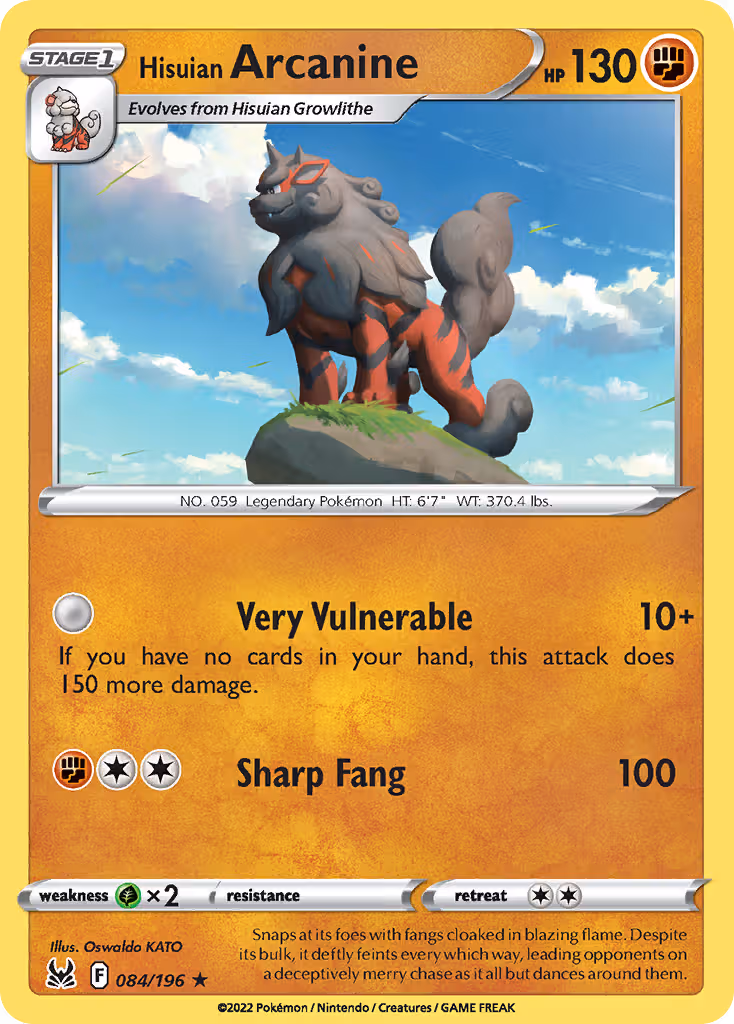 Hisuian Arcanine 84/196 Pokemon card