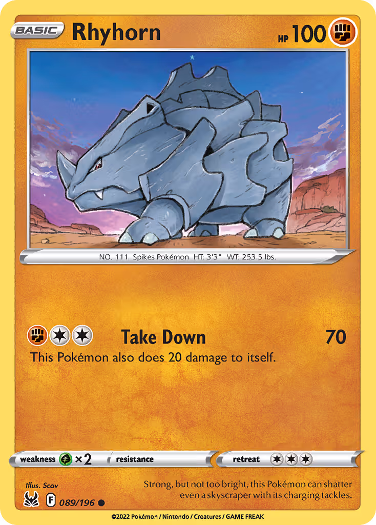 Rhyhorn 89/196 Pokemon card
