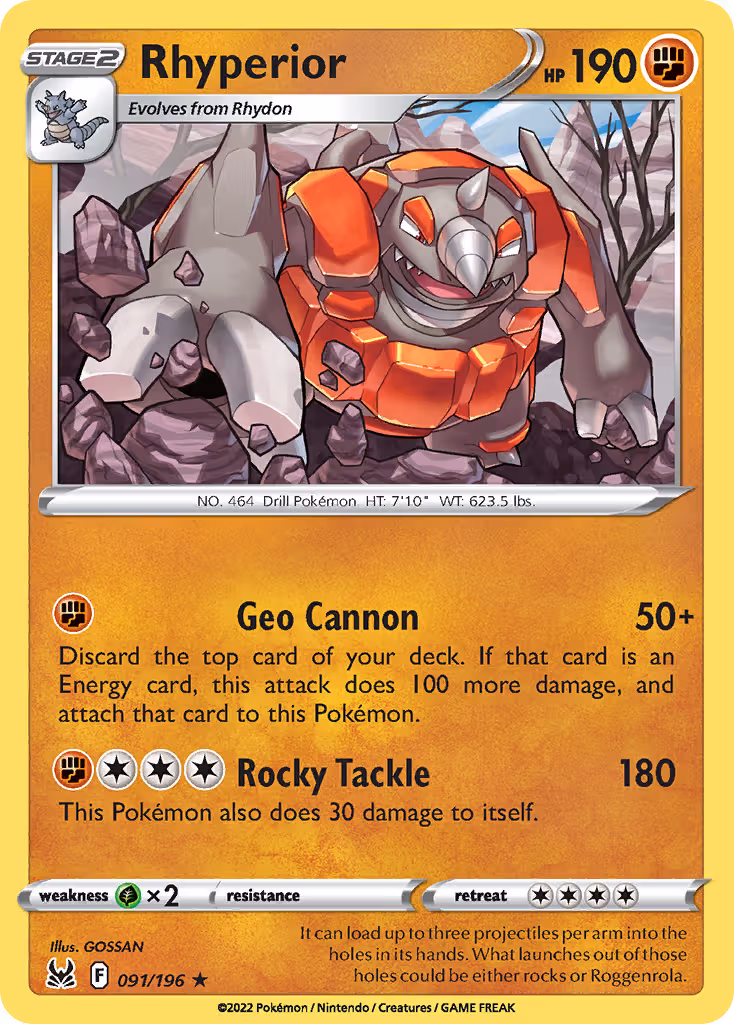 Rhyperior 91/196 Pokemon card