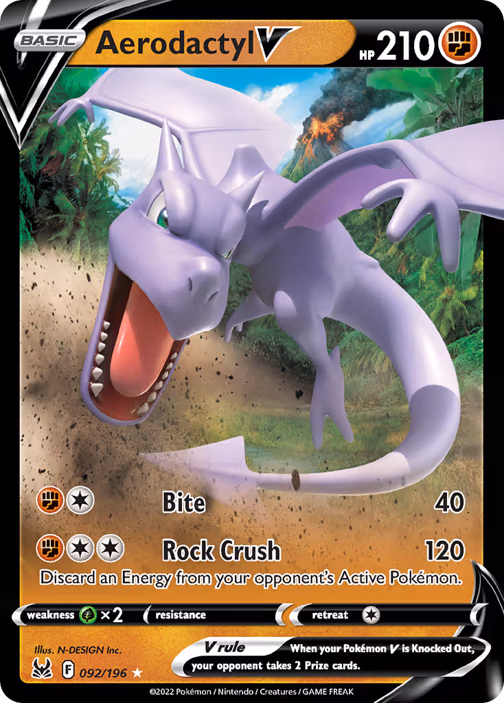 Aerodactyl V 92/196 Pokemon card