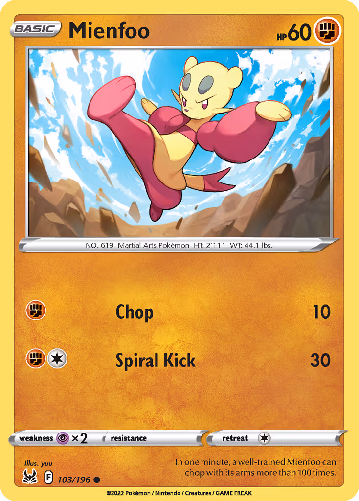 Mienfoo 103/196 Pokemon card