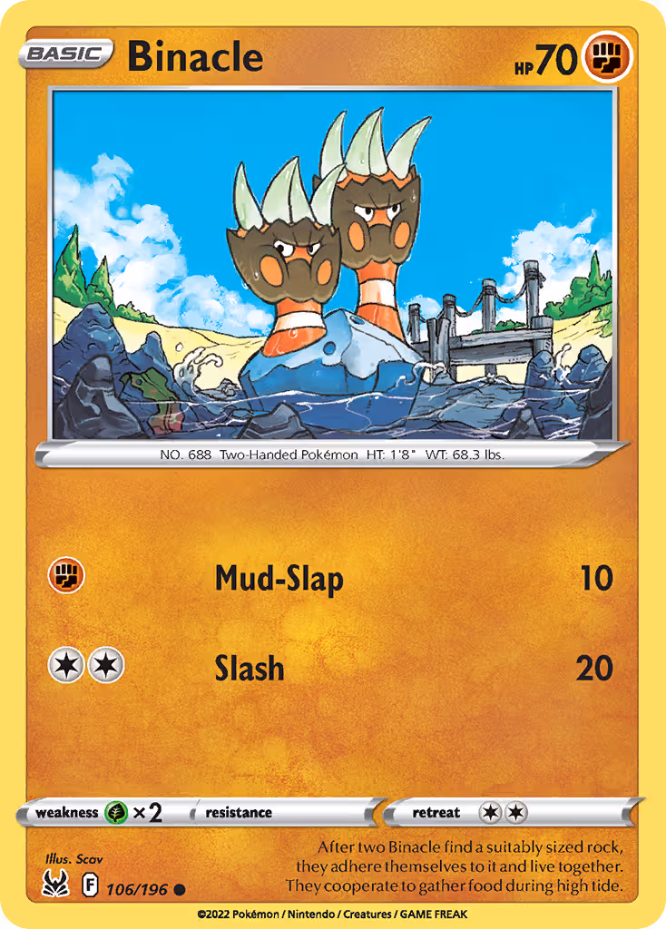 Binacle 106/196 Pokemon card