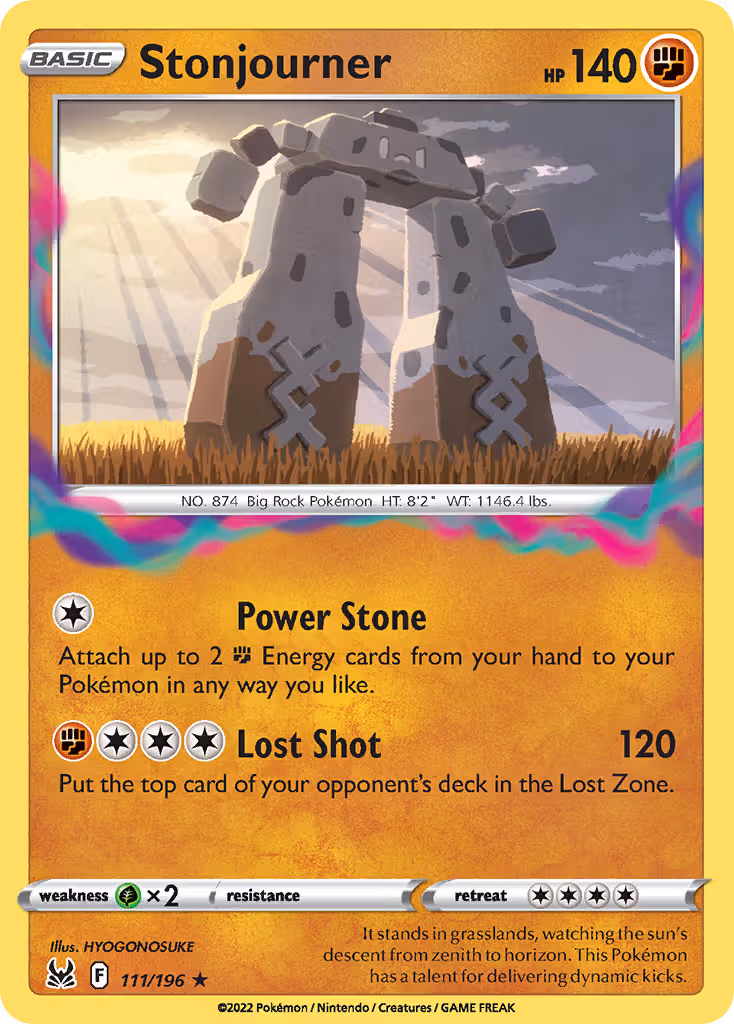 Stonjourner 111/196 Pokemon card