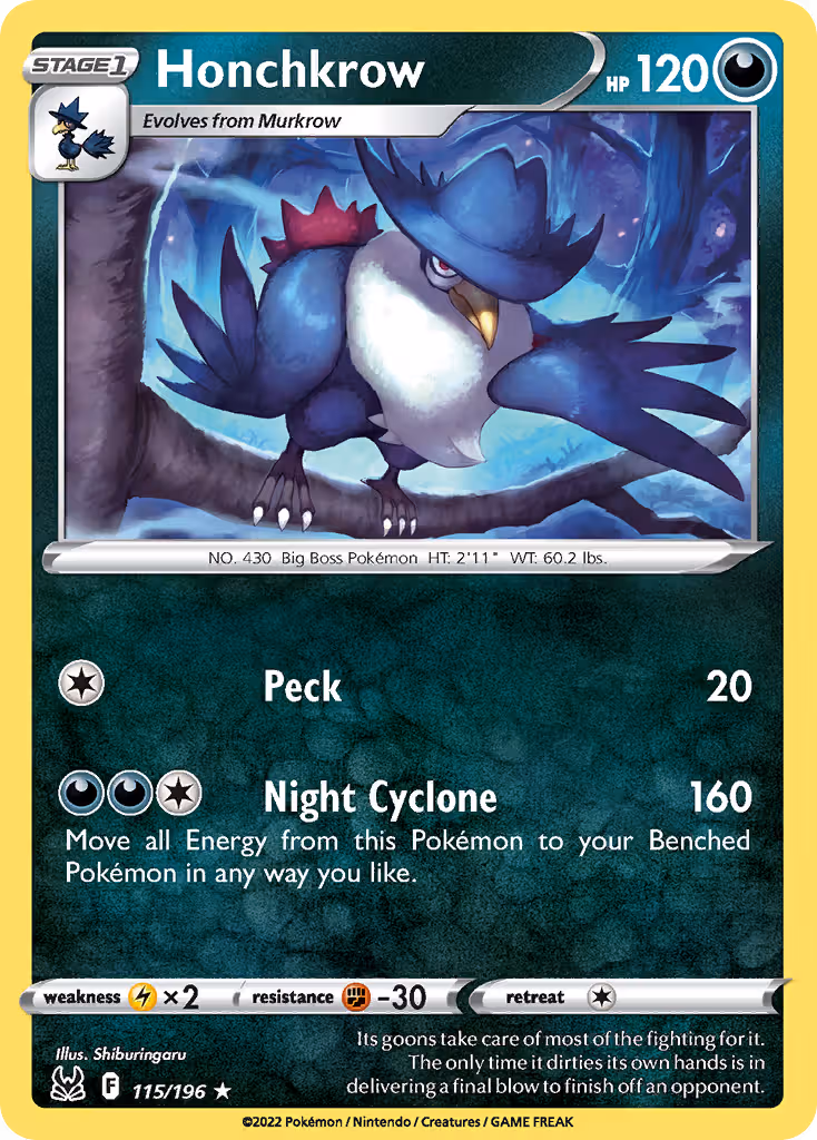 Honchkrow 115/196 Pokemon card